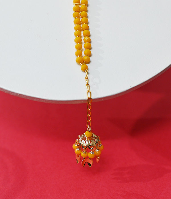 Yellow Beads with Golden touch rakhi