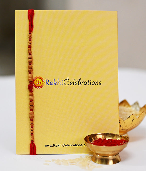 Premium Chandan Beads Rakhi With Rakhi Card