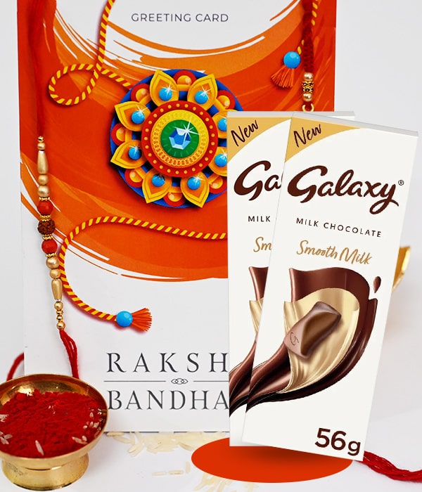 Beads Rakhi for Brother with 2 Galaxy Milk Chocolates