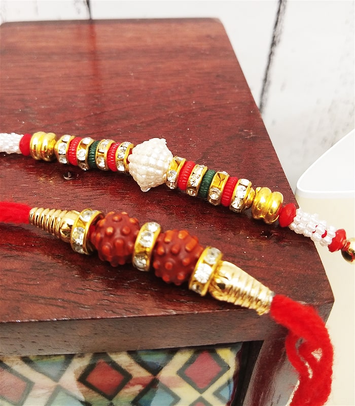 Stone Studded, Beads Rakhi - Set of 2