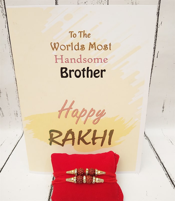 STONE EMBEDDED PREMIUM RAHI WITH HANDCRAFTED CARD | INT