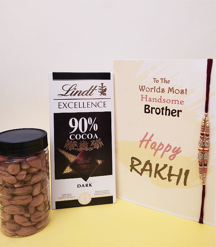Lindt Chocolate with Almond Box N Rakhi Set