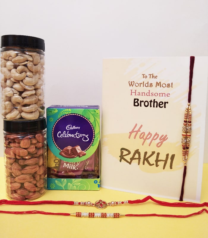 Rakhi Thread with Cadbury with Rich Almond & Cashew Box