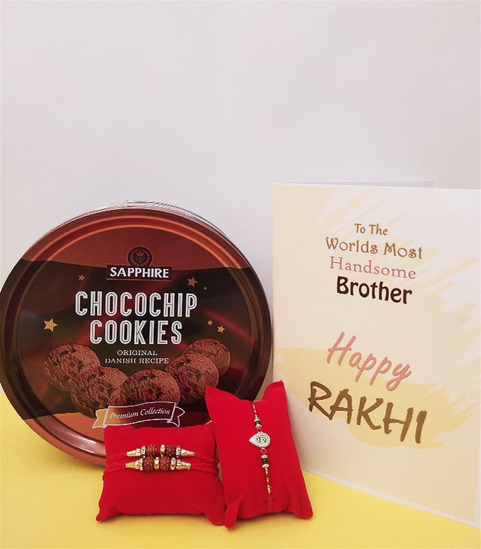 Chocochip Cookies with Set of Ethnic Rakhis