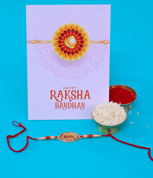 Exquisite Bhai Rakhi with greeting Card