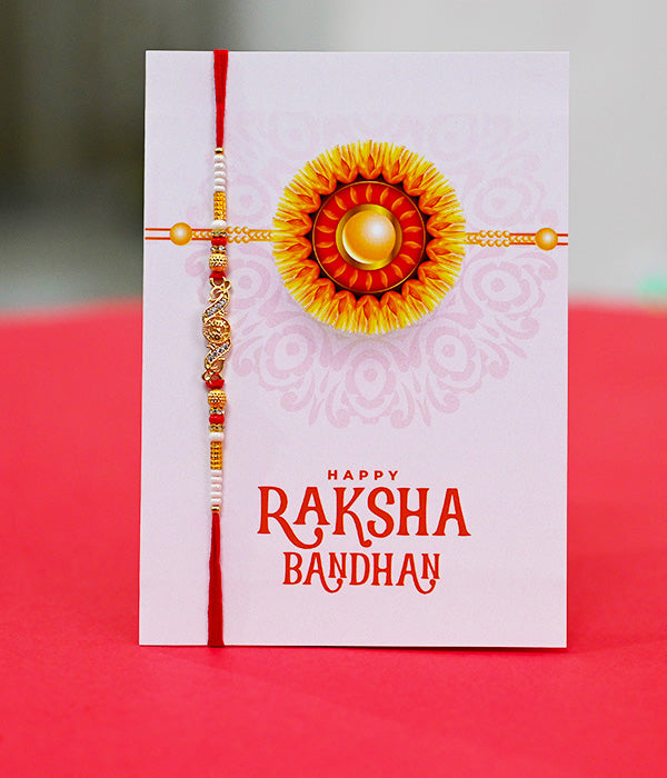 Traditional Pearl Rakhi with Greeting Card