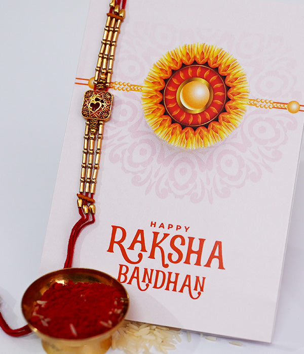 Auspicious Om Rakhi With Greeting Card