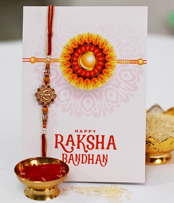 Spiritual Khanda Rakhi With Greeting Card