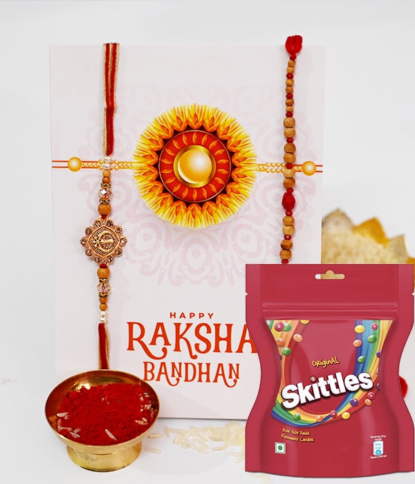 Set of 2 Rakhis for Kids N Skittles Combo